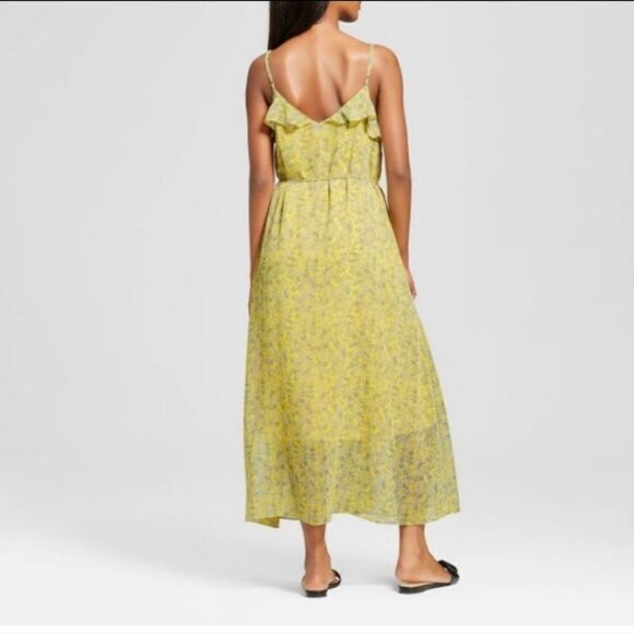 Who What Wear Yellow Chiffon Floral Summer Maxi Slip Dress, XL - Picture 2 of 12